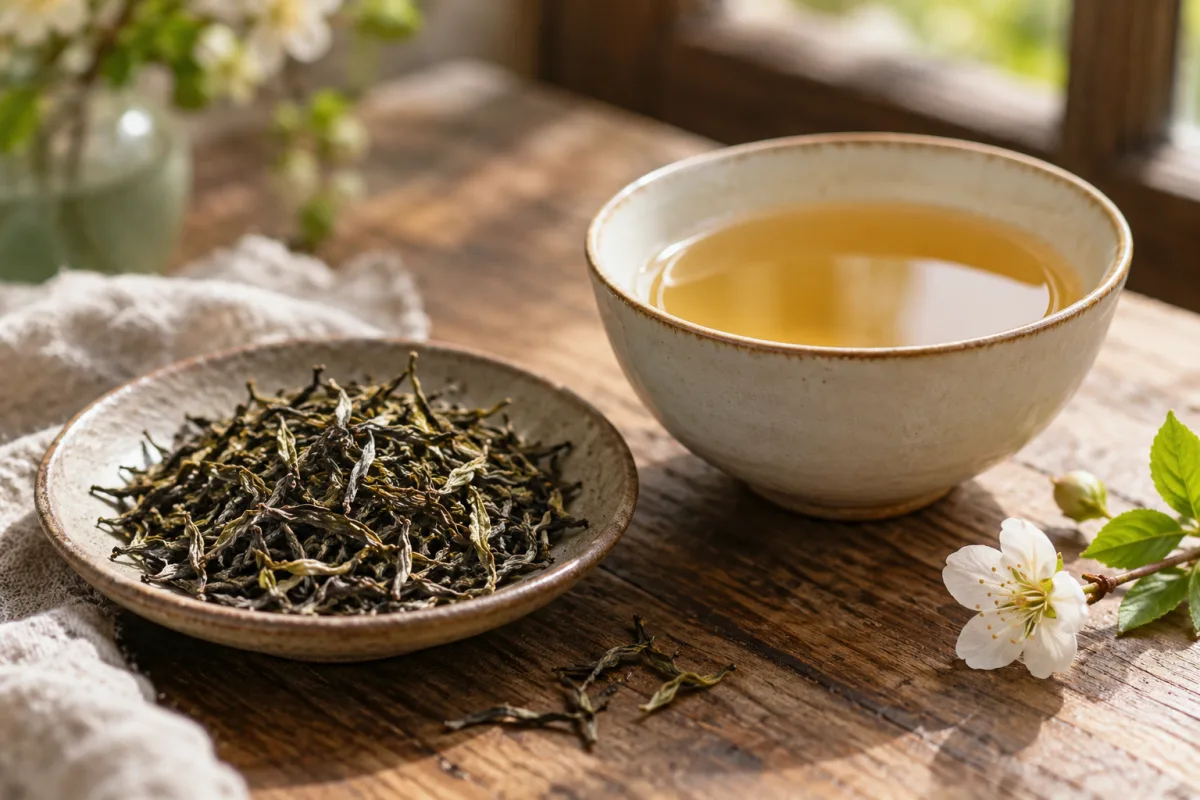 First flush Darjeeling tea with loose leaves